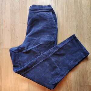 Denim & Co Wide Wale Corduroy Pants Large Elastic Waist Pull On Comfort Gray